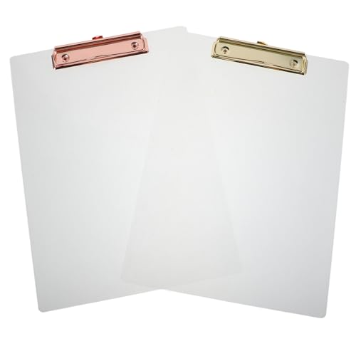 VILLFUL 2 Stück transparente Klemmbretter für Meetings: Transparente Datei-Organizer für Büro-Desktop-Unterrichtsaktivitäten – A4-Dokumentenklemmen von VILLFUL