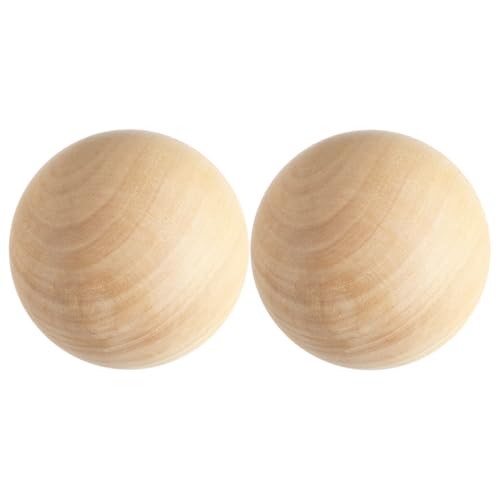 VILLFUL 2 Stück unbehandelte Naturholz-Bastelkugeln, 7 cm, massive Holzkugeln, rustikale Hartholzkugeln für Tischdekoration und Partydekoration von VILLFUL