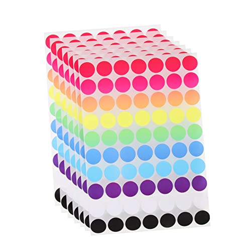 VILLFUL 20 Blatt Punktetiketten, Runde Markierungsaufkleber, Bunte Punktaufkleber, Kreisaufkleber, Farbige Punktaufkleber, Kreispunktaufkleber, Kleine Punktaufkleber, Selbstklebende von VILLFUL