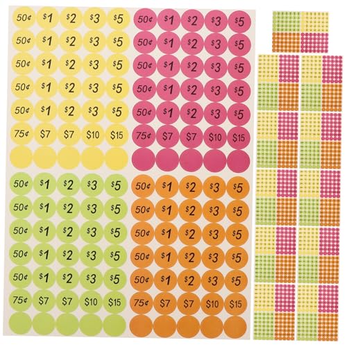 VILLFUL 20 Blatt Sale Aufkleber, Etiketten, Bunte Etiketten, Runde Etiketten, Sale Etiketten, Etikettenpapier, Flohmarkt Preisaufkleber, Markt Preisaufkleber von VILLFUL