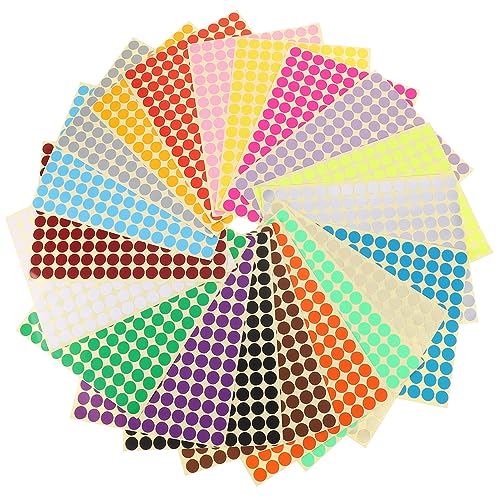 VILLFUL 20 Bögen Farbcodierte Aufkleber, Farbige Aufkleber, Dekorative Selbstklebende Punktaufkleber, Farbige Etiketten, Dekorative Punktaufkleber, Punktaufkleber, Kleine Bunte Aufkleber, von VILLFUL