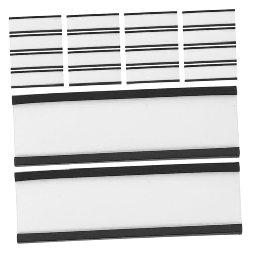 VILLFUL 20 Sätze Magnetische Etikettenhalter für Regale Teiliges mit Weißem Karteneinsatz und Transparenten Schutzfolien für Lagerverwaltung und Flexible Beschriftung von VILLFUL