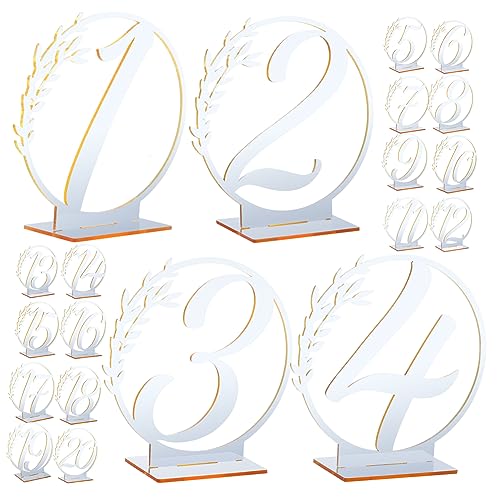 VILLFUL 20 Stück Acryl Tischnummern Zur Dekoration, Tischnummernkarten, Tischnummern Für Hochzeitsfeiern, Tischnummern Für Hochzeiten, Elegante Acryl Tischnummern, Tischnummern Mit Sockel von VILLFUL