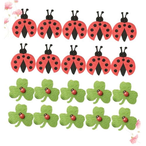 VILLFUL 20 Stück Aufnäher Bunte Stickerei Applikationen mit und Kleeblatt Motiven DIY Dekoration für Kleidung und Accessoires Umweltfreundliches Material Vielseitig Einsetzbar von VILLFUL