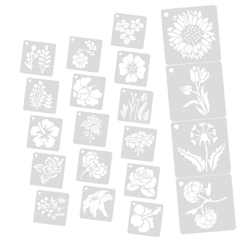 VILLFUL 20 Stück Blumenmalschablonen Blumenblatt Malschablonen Blumenschablonen Hohle Malschablonenkarte Kunststoff Wiederverwendbare Schablonen Blumenmalvorlagen Weiß Das von VILLFUL