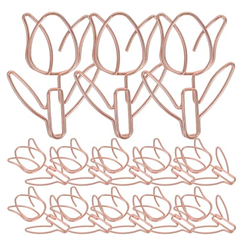 VILLFUL 20 Stück Büroklammern Blumenform Niedliche Tulpen Büroklammern aus Roségold Vielseitig Einsetzbar für Dokumente Lesezeichen Deko für Schreibtisch VILLFUL 20 Stück Büroklammern Blumenform Niedliche Tulpen Büroklammern aus Roségold Vielseitig Einsetzbar für Dokumente Lesezeichen Deko für Schreibtisch von VILLFUL