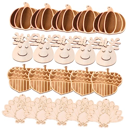 VILLFUL 20 Stück DIY Holzspäne, Unbehandelte Holzspäne, Holzdekor, DIY Zubehör, Halloween Zubehör, Leere Holzscheiben, Halloween Holzausschnitt, Mehrzweck Holzspäne, Holzscheibe Zum von VILLFUL