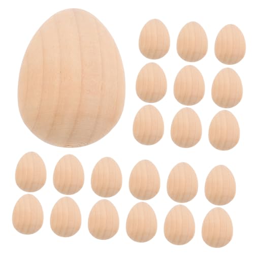 VILLFUL 20 Stück DIY Ostereier Holz Unbehandelte Bastel Eier für Bemalen und Gestalten für Ostern für Dekoration und Kreative Projekte von VILLFUL