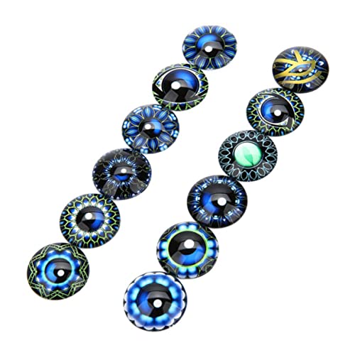 VILLFUL 20 Stück DIY Runde Cabochons Blau Schmuck Patches für Kreative Bastelarbeiten für Ohrringe Armbänder und Mehr Dekorationen von VILLFUL