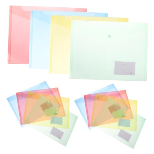 VILLFUL 20 Stück Dokumententaschen Transparente Aktenhüllen mit Druckknopfverschluss und Etikettentasche Farben Grün Blau Gelb Rot für Aufbewahrung von Unterlagen und Dokumenten von VILLFUL