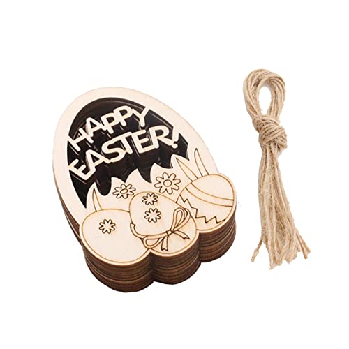 VILLFUL 20 Stück Ei Holzanhänger DIY Hängedekorationen für Ostern Leere Holzeier zum Basteln Partyverzierungen für Zuhause und Garten mit Juteseil von VILLFUL