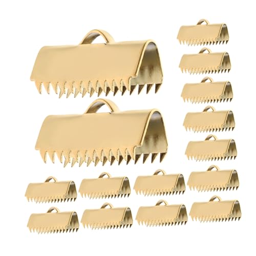 VILLFUL 20 Stück Goldene Quetschperlen Endkappen Schmuckverbinder mit Gezacktem Design für Flache Lederbänder Armband Halskette DIY Schmuckherstellung VILLFUL 20 Stück Goldene Quetschperlen Endkappen Schmuckverbinder mit Gezacktem Design für Flache Lederbänder Armband Halskette DIY Schmuckherstellung von VILLFUL