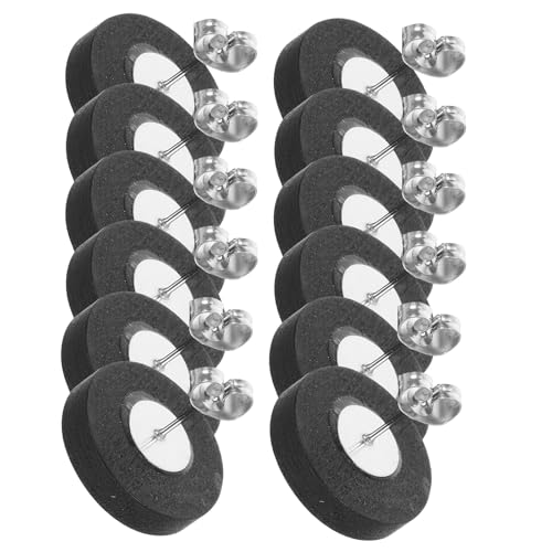 VILLFUL 20 Stück Ohrstecker aus Holz zur Schmuckherstellung: Blanko-Lünetten 12 mm, schwarze Ohrstecker-Tabletts aus Edelstahl, Zubehör für DIY-Edelsteine ​​und Perlen von VILLFUL