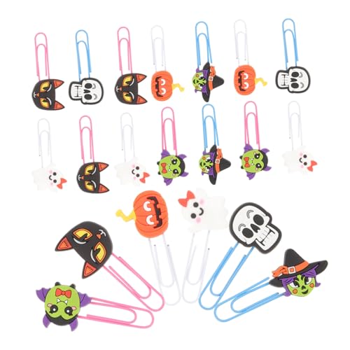 VILLFUL 20 Stück Schädelpapierclip Halloween-Lesezeichen Halloween-Buchmarke Gothic-Büroklammern Paper Lesezeichen klein Lesezeichenclips liefert weiches Gummi von VILLFUL