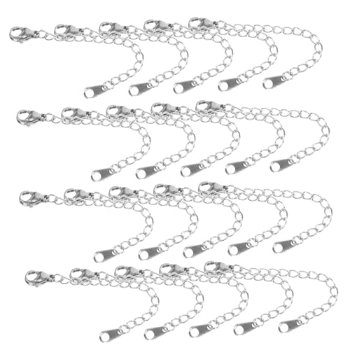 VILLFUL 20 Stück Teiliges Edelstahl Kettenverlängerungsset mit Langlebigen Karabinerverschlüssen Vielseitige Schmuckverlängerungsketten für Halsketten und Armbänder für DIY von VILLFUL