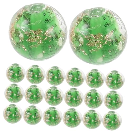 VILLFUL 20 Stück Teiliges Leuchtende Glasperlen Grün DIY Schmuckperlen für Armbandherstellung Nachtleuchtende Kristallrundperlen Bunte Perlen zum Auffädeln Kreative Bastelzubehör von VILLFUL
