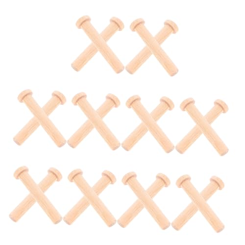 VILLFUL 20 Stück Teiliges Miniatur Holznägel T förmig Rundkopf für Holzarbeiten und Bastelprojekte Kleine Holznägel Vielseitig Einsetzbar für Modelleisenbahn und Feine Handwerksarbeiten von VILLFUL