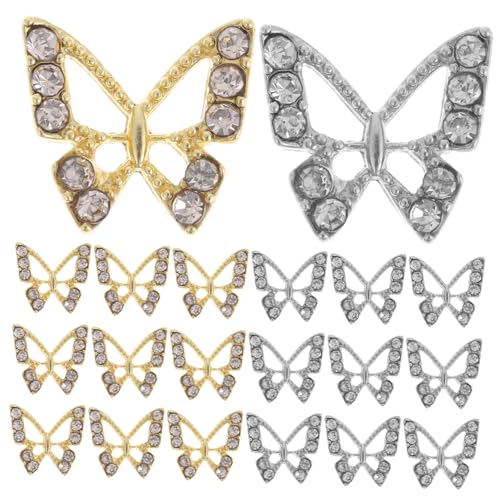 VILLFUL 20 Stück Teiliges Schmetterling Nail Charms aus Langlebiger Legierung mit Funkelnden Strasssteinen für DIY Maniküre Einfache Anwendung Modische Nageldekoration für Damen und von VILLFUL