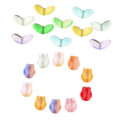 VILLFUL 20 Stück Tulpenperlen Set Bunte DIY Bastelperlen für Armbänder und Dekorationen Hochwertige Glasperlen für Kreative Schmuckherstellung von VILLFUL