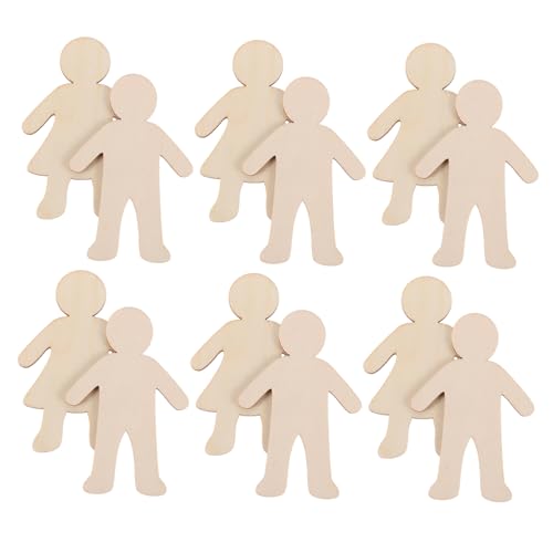 VILLFUL 20 Stück Unlackierte Holzfiguren für Diy Holzschnitt für Malprojekte Bastelmaterial für Kreative Aktivitäten Geeignet für Geburtstagsfeiern und Kunstprojekte von VILLFUL