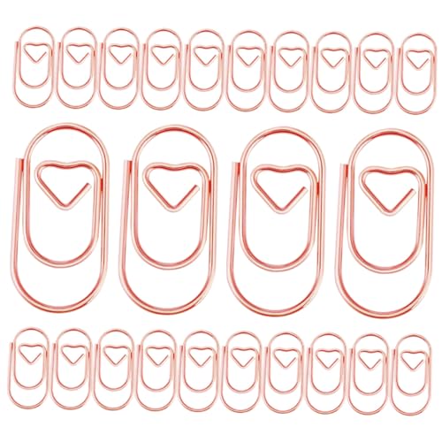 VILLFUL 200 Stück Herz Büroklammern Metall Klein Rosegold Farbig Stabile Papierclips für Büro Schule Dokumentenorganisation Kreative Geschenke und Dekorationen von VILLFUL