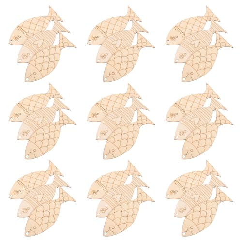VILLFUL 200 Stück Holz Fisch Wanddekor DIY Hängende Fischornamente im Mediterranen Stil Rustikales Design für Kreative Bastelprojekte und Einzigartige Wohnkultur von VILLFUL