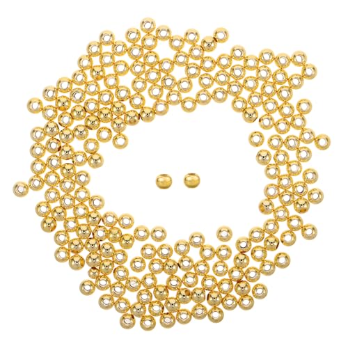 VILLFUL 200 Stück Metallperlen Halskettenhalterperlen Runde Armbandperlen Abstandshalter Runde Perlen Abstandshalter Lose Perlen Metallrunde -abstandshalterperlen Diy Liefert Golden Kupfer von VILLFUL
