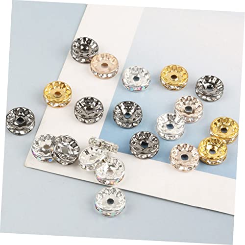 VILLFUL 200 Stück Teiliges Metall Abstandshalter Perlen Silberfarben mit Weißen Strasssteinen Langlebige DIY Schmuckperlen für Halsketten und Armbandherstellung Vielseitige von VILLFUL