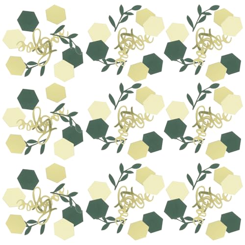 VILLFUL 200 Stück Teiliges Party Dekorationspapier Konfetti Hexagon Mix in Gold Beige und Dunkelgrün Streudeko für Hochzeitstisch Vielseitig Einsetzbar als Tischstreu DIY-Accessoire und VILLFUL 200 Stück Teiliges Party Dekorationspapier Konfetti Hexagon Mix in Gold Beige und Dunkelgrün Streudeko für Hochzeitstisch Vielseitig Einsetzbar als Tischstreu DIY-Accessoire und von VILLFUL