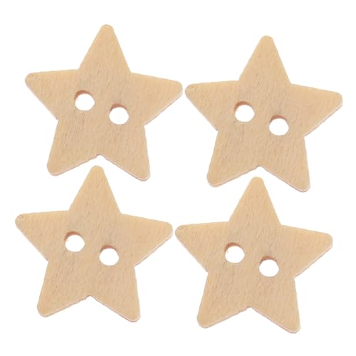 VILLFUL 200Stücke Fünfzackige Sternförmige Holzknöpfe Naturholz mit Löchern für Handwerk und Scrapbooking für Kreative Projekte von VILLFUL