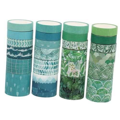 VILLFUL 24 Rollen Washi Tape Set DIY Dekorative Scrapbooking Klebebänder Frischstyle für Planner und Scrapbooking Projekte Boxen und Blau von VILLFUL