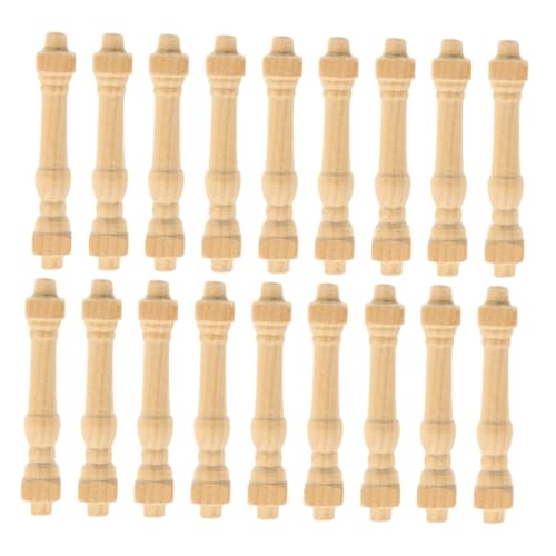 VILLFUL 24 Stück Puppenhaus Zubehör Holz Spindeln Handläufe für Diy Bastelarbeiten für Wohnzimmer Schlafzimmer und Balkone Realistische Gestaltung Einfache Installation von VILLFUL