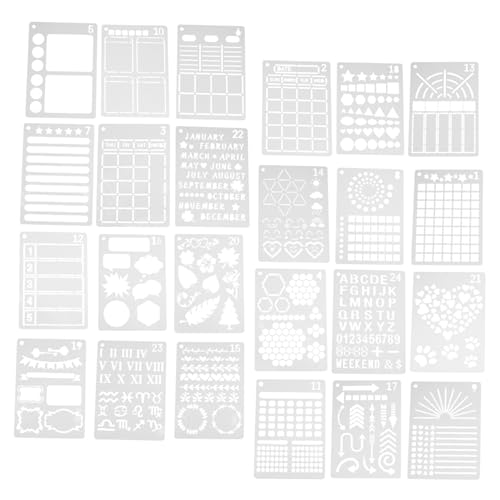 VILLFUL 24 Stück Schablonen für Malerei und Scrapbooking Wiederverwendbare Vorlagen für Journaling DIY Karten und Kreative Projekte für Erwachsene von VILLFUL