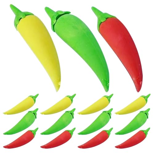 VILLFUL 24 Stück Teiliges Mini Radiergummis im Chili Pfeffer Design Lustige Künstliche Gemüseradierer für Partygeschenk für Kreative Bastelprojekte von VILLFUL