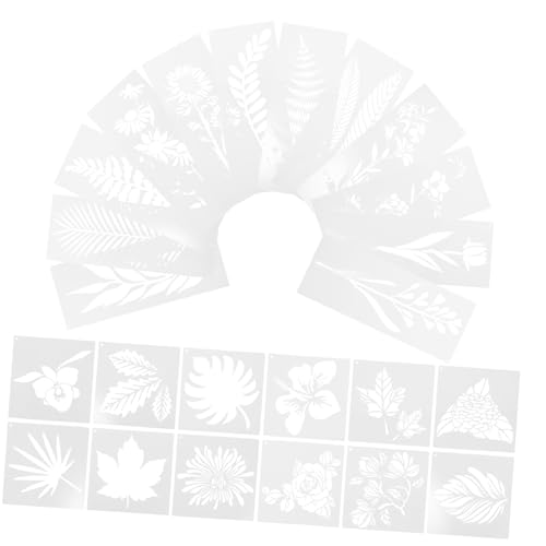 VILLFUL 24 Stück Wiederverwendbare Teiliges Malvorlagen für DIY Projekte Wandkunst und Scrapbooking Schablonen für Blumen und Pflanzenmuster für Kreative Bastelarbeiten von VILLFUL