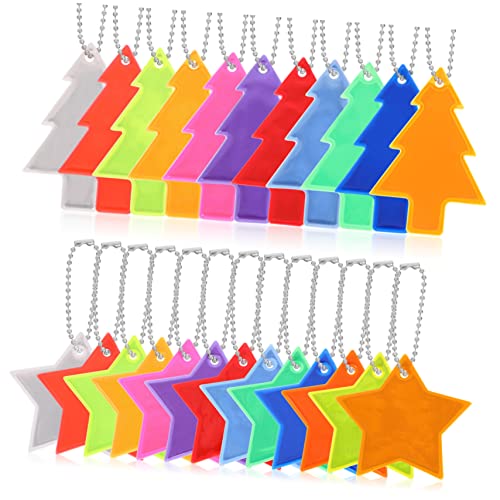 VILLFUL 24stücke Reflektierende Für Junge Mädchen Leichte Sicherheits-pendants Stern Und Weihnachtsbaum-design Für Schulranzen Rucksäcke Schlüssel Und Kleidung von VILLFUL