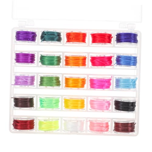 VILLFUL 25 Rollen Flacher Kristallfaden, Perlen, Elastischer Faden, Armband, Perlenfaden, Elastisches Seil, Bastelschnur, Schmuckschnur, Armbandseil, Schmuckfäden, Elastischer Faden Zum von VILLFUL