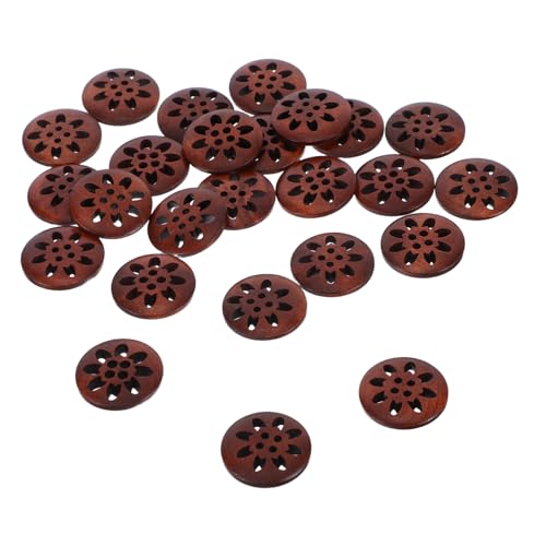 VILLFUL 25 Stück Teiliges Naturholz Knöpfe Runde Blütenmuster Stabile Holzknöpfe für DIY Kleidung Mantelverschluss Hemd und Uniform Accessoire Vielseitige Bekleidungsdekoration von VILLFUL
