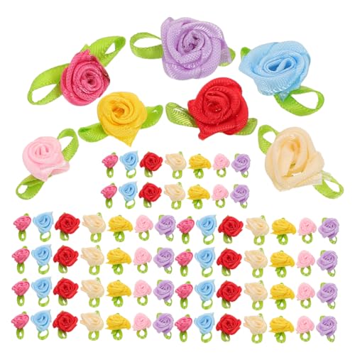 VILLFUL 250 Stück Mini Satinband Rosen mit Blättern Kleine Handgefertigte Stoffblumen für Diy Basteln Hochzeitsschmuck und Dekoration Vielseitige Kunstblumen für Handarbeit von VILLFUL