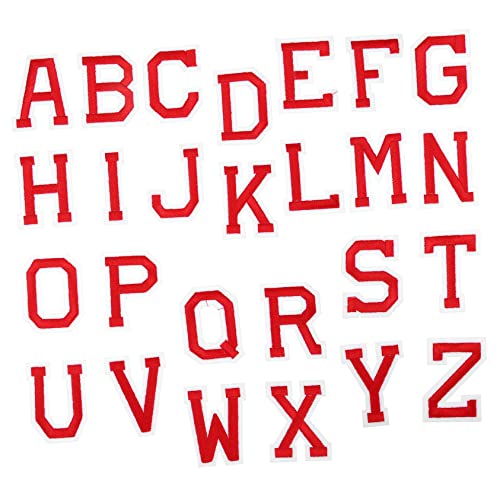 VILLFUL 26 Stück Bügelbuchstaben A Z Rote Buchstaben Patches für Kleidung Taschen Hüte Jeans Gestickte Aufnäher für Kreative DIY Projekte von VILLFUL