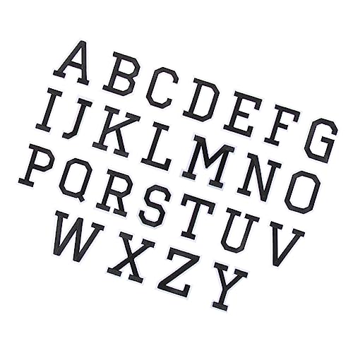 VILLFUL 26 Stück Teiliges Aufbügel Buchstaben Schwarze Stickerei Applikationen zum Aufbügeln und Aufnähen Langlebige Textilpatches für Kleidung Taschen Jacken zum Reparieren und Verzieren von VILLFUL