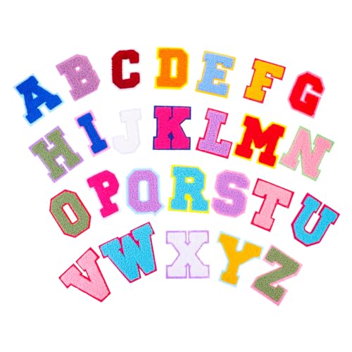 VILLFUL 26 Stück Teiliges Bügelbild mit Bunten Bestickten Buchstaben zum Aufbügeln DIY Textilpatches für Kleidung Rucksäcke Hosen Reparieren und Dekorieren Langlebige Stickerei von VILLFUL