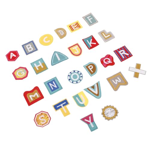VILLFUL 26 Stück Teiliges Bügelbuchstaben zum Aufnähen Bunte Bestickte Applikationen für Kleidung und Rucksack Leichte Flexible Textilpatches zum Reparieren und Dekorieren von Textilien von VILLFUL