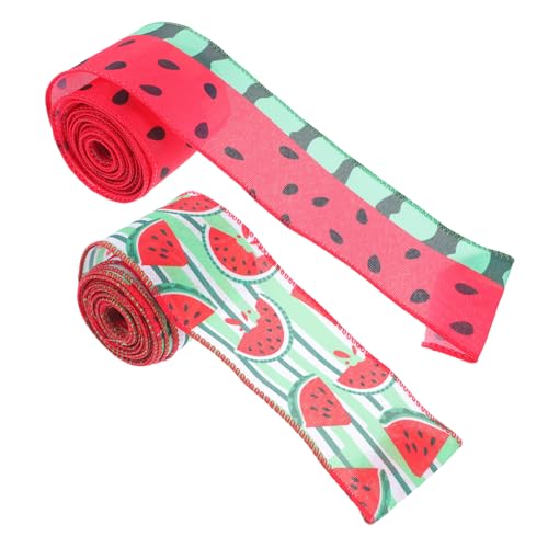 VILLFUL 2Rollen Wassermelonen Drahtband À für DIY Bastelprojekte und Verpackungen Breit mit Frischem Fruchtmotiv für Sommerpartys und Dekorationen von VILLFUL