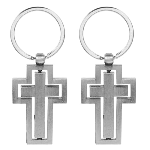 VILLFUL 2Stücke Metall Kreuz Schlüsselanhänger Religiöser Schlüsselanhänger für Autoschlüssel Taschen und Geldbörsen Teiliges Schickem Design für von VILLFUL