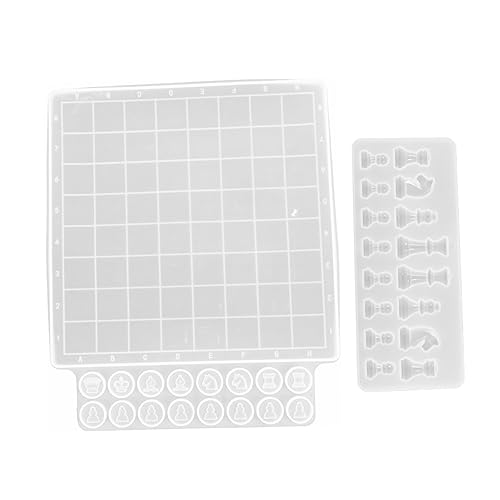 VILLFUL 2Stücke Schach DIY Silikonform Epoxidharz Gussform für Schachbrett und Figuren Langlebig und Sicher für Bastelprojekte und Schachliebhaber von VILLFUL