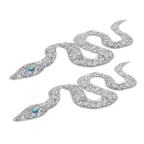 VILLFUL 2Stücke Schlangenförmige Strass Applikationen zum Aufbügeln DIY Glitzer Hotfix Patches für Kleidung Hüte und Taschen Langlebige Starke Haftung für Designs von VILLFUL