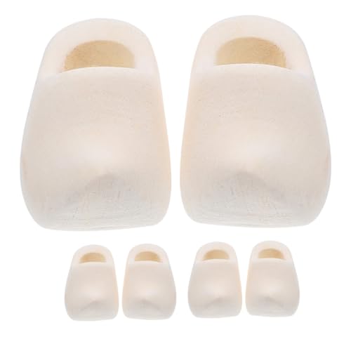 VILLFUL 3 Paare Mini Holzschuhe für Puppenhaus Unbemalte Holzklompen Perfektes Zubehör für Diy Projekte und Dekoration für Kreative Bastelarbeiten und Puppenhaus Layouts von VILLFUL