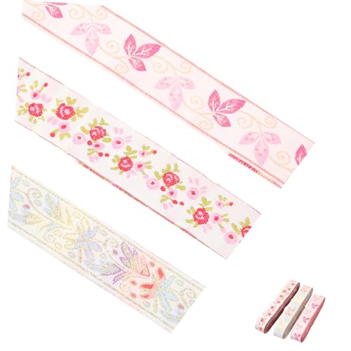 VILLFUL 3 Rollen Band Zum Verpacken Von Geschenken, Geschenkband Für Feiertage, DIY Band, Festivalband, DIY Bastelband Mit Blumenmuster, Ornamentband Mit Blumenmuster Für Partys, von VILLFUL