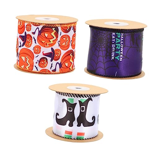 VILLFUL 3 Rollen Halloween Gurtband, Drahtkantenbänder, Dekorative Bänder, Geschenkverpackungsband, Drahtband, Halloween Party Ornament Verpackungsbänder, Kranzbänder VILLFUL 3 Rollen Halloween Gurtband, Drahtkantenbänder, Dekorative Bänder, Geschenkverpackungsband, Drahtband, Halloween Party Ornament Verpackungsbänder, Kranzbänder von VILLFUL